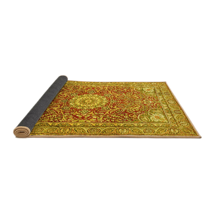 Sideview of Medallion Yellow Traditional Rug, tr4432yw