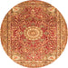 Machine Washable Medallion Orange Traditional Area Rugs, wshtr4432org