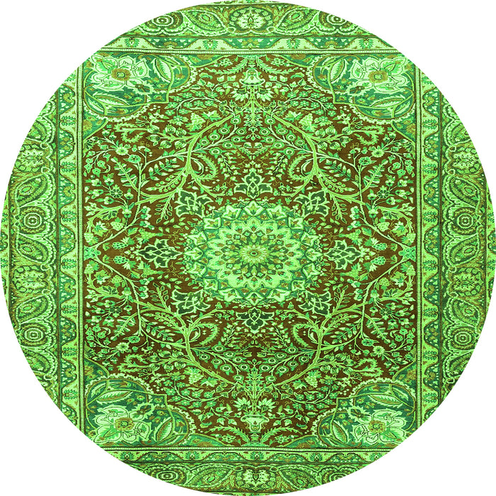 Square Medallion Green Traditional Rug, tr4432grn