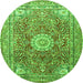 Square Medallion Green Traditional Rug, tr4432grn