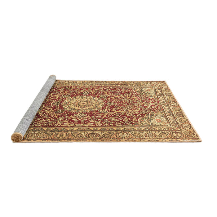 Sideview of Machine Washable Medallion Brown Traditional Rug, wshtr4432brn