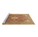 Sideview of Machine Washable Medallion Brown Traditional Rug, wshtr4432brn
