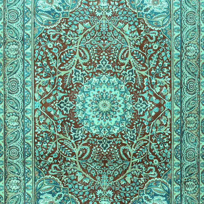 Machine Washable Medallion Turquoise Traditional Area Rugs, wshtr4432turq