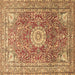 Square Machine Washable Medallion Brown Traditional Rug, wshtr4432brn