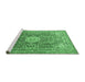 Sideview of Machine Washable Medallion Emerald Green Traditional Area Rugs, wshtr4432emgrn