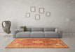 Machine Washable Medallion Orange Traditional Area Rugs in a Living Room, wshtr4432org