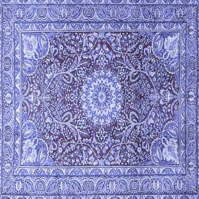 Square Machine Washable Medallion Blue Traditional Rug, wshtr4432blu