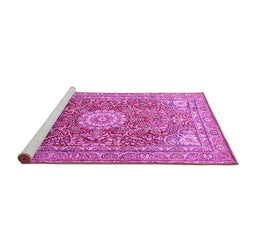 Sideview of Machine Washable Medallion Pink Traditional Rug, wshtr4432pnk