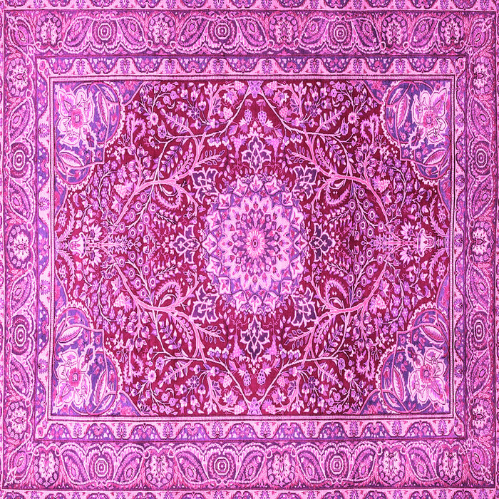 Square Machine Washable Medallion Pink Traditional Rug, wshtr4432pnk