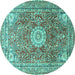 Round Medallion Turquoise Traditional Rug, tr4432turq