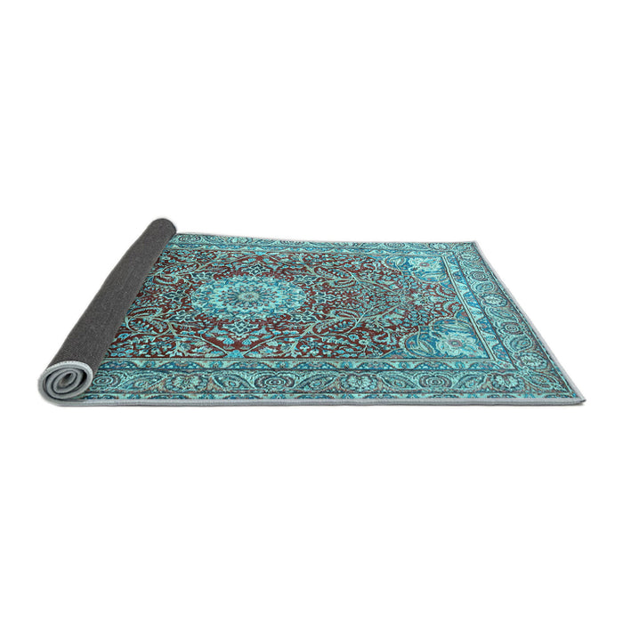 Sideview of Medallion Light Blue Traditional Rug, tr4432lblu