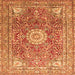 Serging Thickness of Medallion Orange Traditional Rug, tr4432org