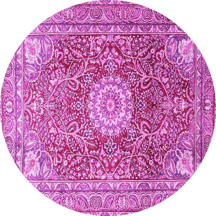 Round Medallion Pink Traditional Rug, tr4432pnk