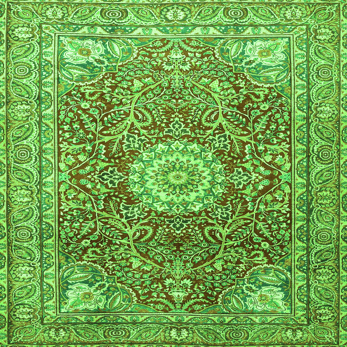 Serging Thickness of Medallion Green Traditional Rug, tr4432grn