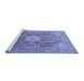 Sideview of Machine Washable Medallion Blue Traditional Rug, wshtr4432blu