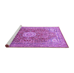Sideview of Machine Washable Medallion Purple Traditional Area Rugs, wshtr4432pur