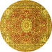 Round Medallion Yellow Traditional Rug, tr4432yw
