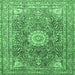 Square Medallion Emerald Green Traditional Rug, tr4432emgrn