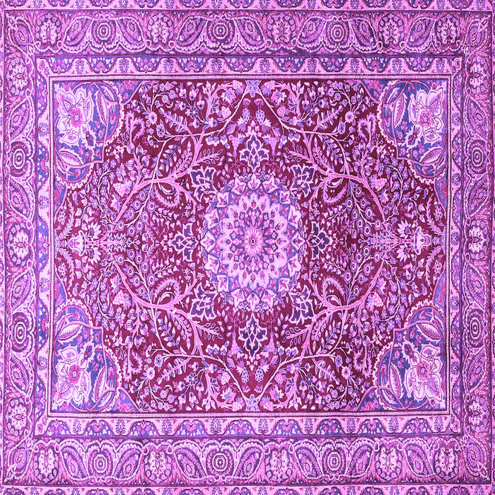 Square Machine Washable Medallion Purple Traditional Area Rugs, wshtr4432pur