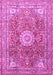 Machine Washable Medallion Pink Traditional Rug, wshtr4432pnk