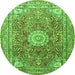 Machine Washable Medallion Green Traditional Area Rugs, wshtr4432grn