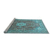 Sideview of Machine Washable Medallion Light Blue Traditional Rug, wshtr4432lblu