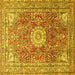 Square Medallion Yellow Traditional Rug, tr4432yw