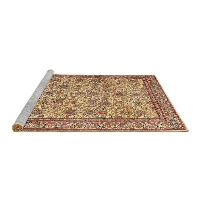 Sideview of Machine Washable Traditional Mahogany Brown Rug, wshtr4433