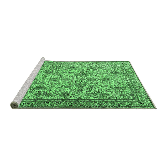 Sideview of Machine Washable Persian Emerald Green Traditional Area Rugs, wshtr4433emgrn