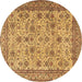 Round Machine Washable Persian Brown Traditional Rug, wshtr4433brn