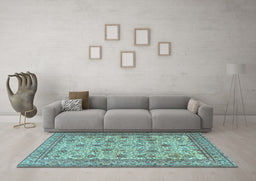 Machine Washable Persian Light Blue Traditional Rug in a Living Room, wshtr4433lblu