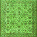 Round Machine Washable Persian Green Traditional Area Rugs, wshtr4433grn