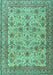 Machine Washable Persian Turquoise Traditional Area Rugs, wshtr4433turq