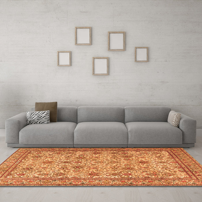 Machine Washable Persian Orange Traditional Area Rugs in a Living Room, wshtr4433org