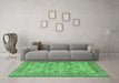 Machine Washable Persian Emerald Green Traditional Area Rugs in a Living Room,, wshtr4433emgrn