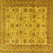 Square Machine Washable Persian Yellow Traditional Rug, wshtr4433yw