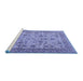 Sideview of Machine Washable Persian Blue Traditional Rug, wshtr4433blu