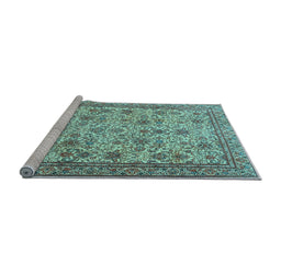 Sideview of Machine Washable Persian Light Blue Traditional Rug, wshtr4433lblu