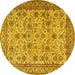 Round Persian Yellow Traditional Rug, tr4433yw