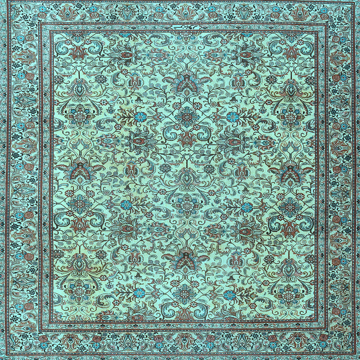 Square Machine Washable Persian Light Blue Traditional Rug, wshtr4433lblu