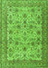 Serging Thickness of Machine Washable Persian Green Traditional Area Rugs, wshtr4433grn