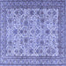 Square Machine Washable Persian Blue Traditional Rug, wshtr4433blu