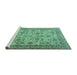 Sideview of Machine Washable Persian Turquoise Traditional Area Rugs, wshtr4433turq