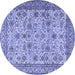 Round Persian Blue Traditional Rug, tr4433blu