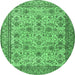 Round Persian Emerald Green Traditional Rug, tr4433emgrn