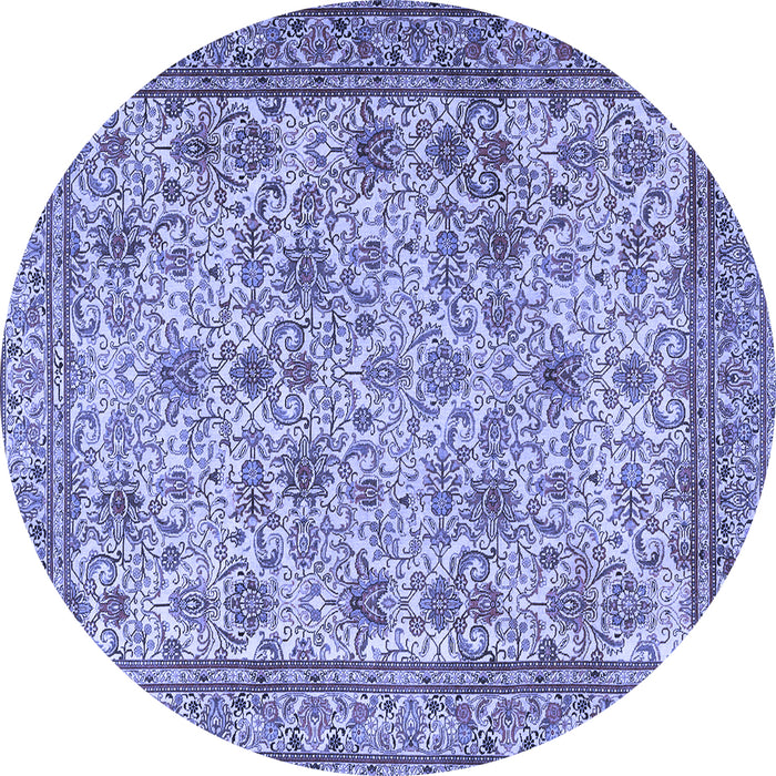 Round Machine Washable Persian Blue Traditional Rug, wshtr4433blu