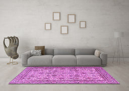 Machine Washable Persian Purple Traditional Area Rugs in a Living Room, wshtr4433pur