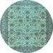 Round Machine Washable Persian Light Blue Traditional Rug, wshtr4433lblu