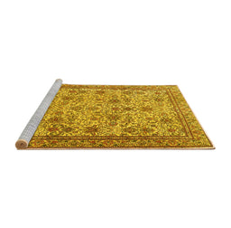 Sideview of Machine Washable Persian Yellow Traditional Rug, wshtr4433yw