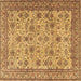 Square Machine Washable Persian Brown Traditional Rug, wshtr4433brn